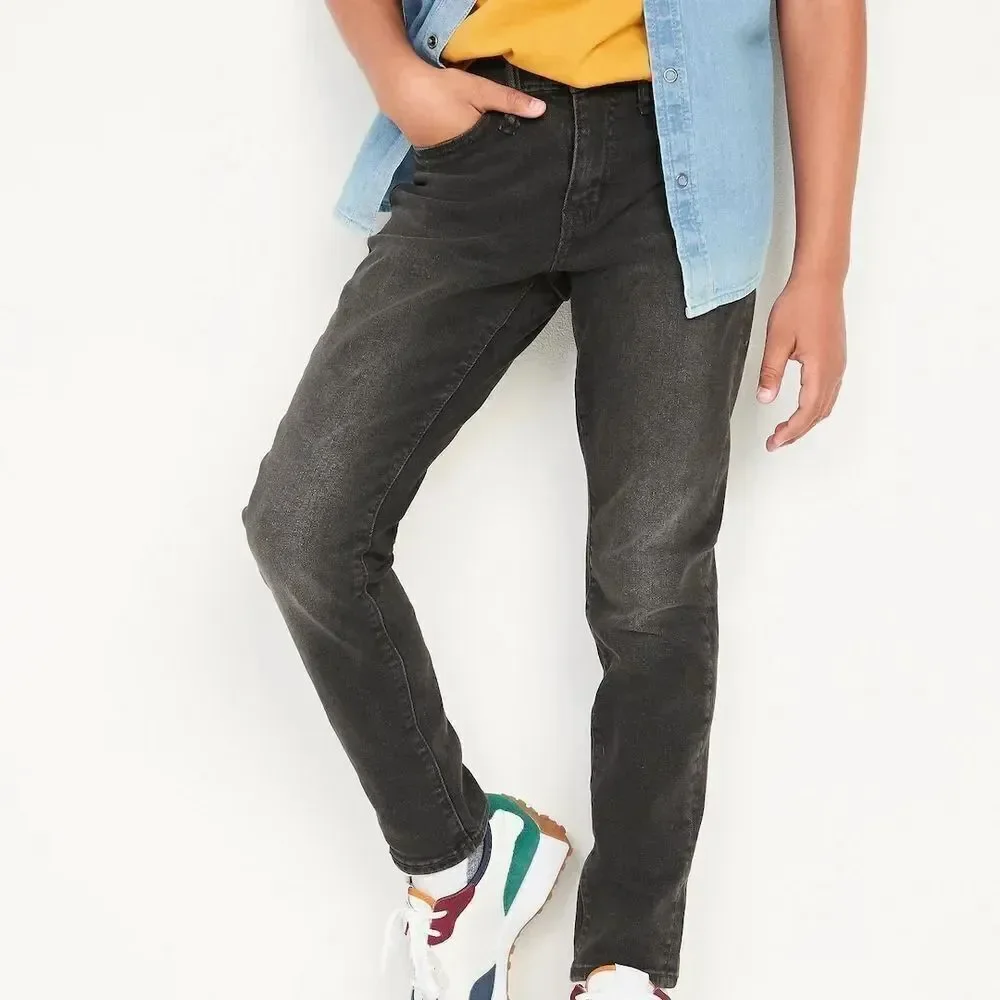 Old Navy Taper Jeans Built In Flex Style Coal Black Straight-Leg Boys Size 8